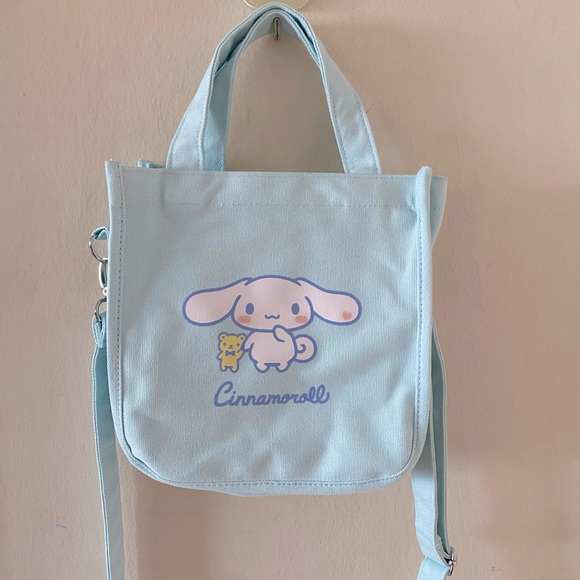 Sanrio Cinnamoroll Small Blue Canvas Crossbody Bag with Top Handles - Picture 1 of 5